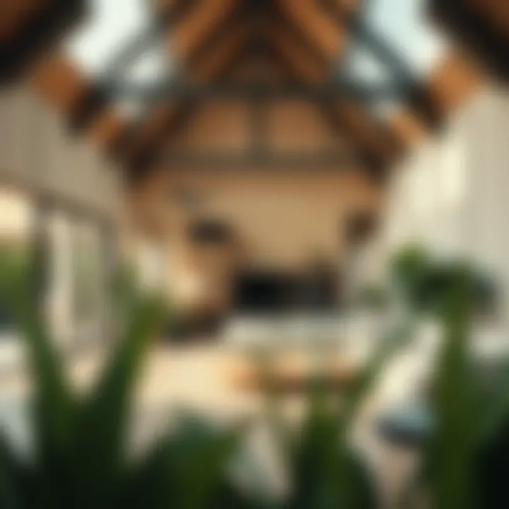 Interior view of an energy-efficient home featuring natural materials