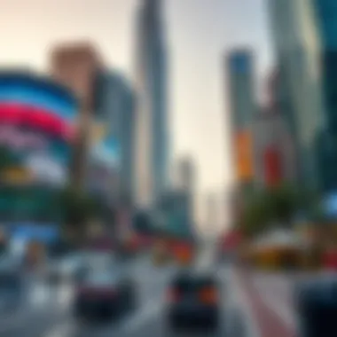 Vibrant urban life surrounding the Burj Khalifa