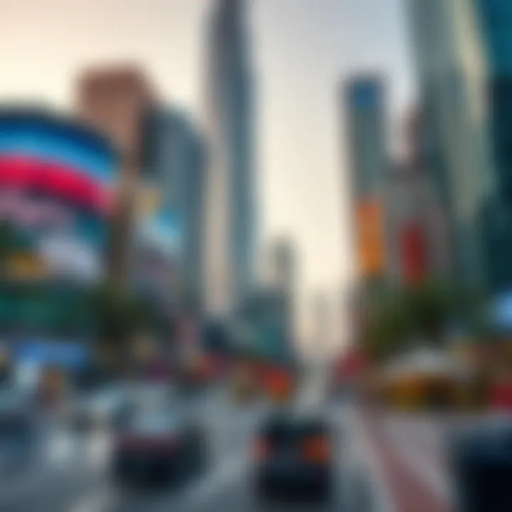 Vibrant urban life surrounding the Burj Khalifa