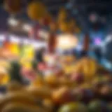 A vibrant display of exotic fruits at the Aweer Fruit Market