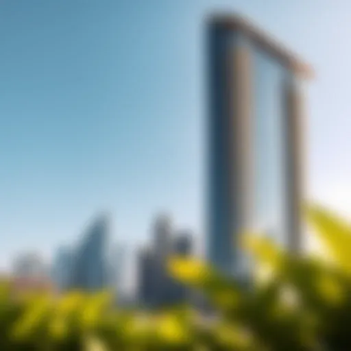 Stunning view of The Bay Gate Tower against the Dubai skyline