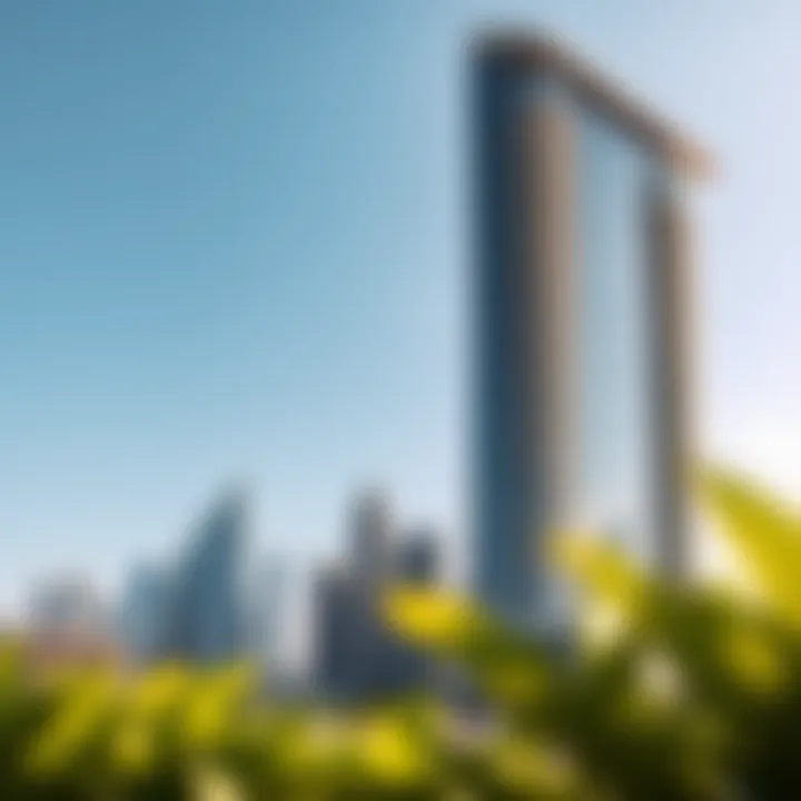 Stunning view of The Bay Gate Tower against the Dubai skyline