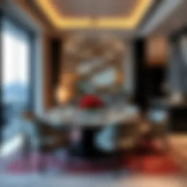 Dining area in hotel apartment with exquisite décor