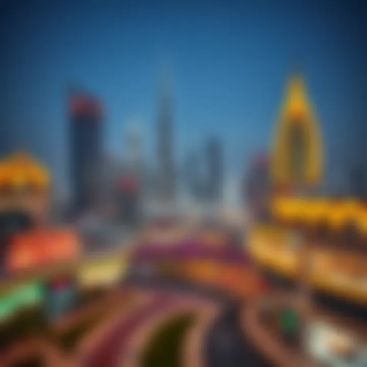 Dubai's Skyline and Shopping Landscape Stunning skyline view of Dubai with shopping areas