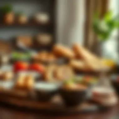 Traditional Emirati Breakfast Delights A traditional Emirati breakfast spread featuring freshly baked bread and assorted dips.