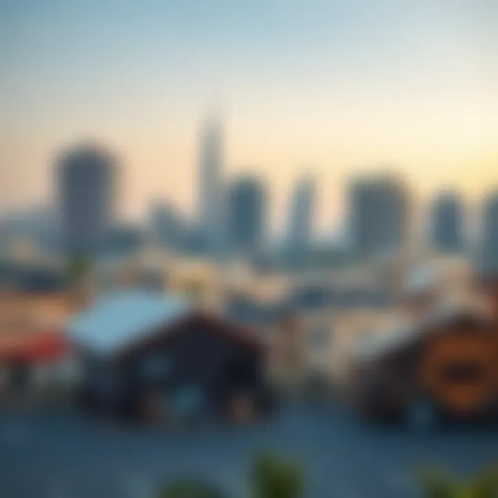 Diverse Residential Styles in UAE Urban Skyline Urban skyline of UAE showcasing diverse residential styles