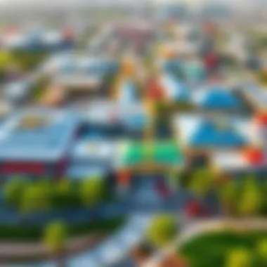 Aerial view of LEGO Land Dubai illustrating its expansive layout