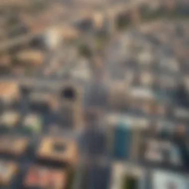 Aerial view of Muwaileh showcasing the urban development and infrastructure