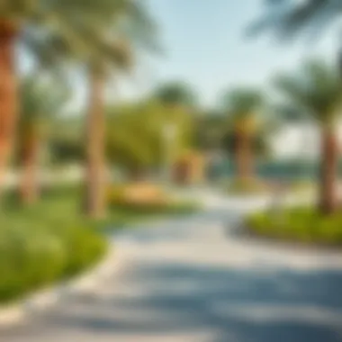 Community park in Muwaileh displaying recreational spaces and green areas