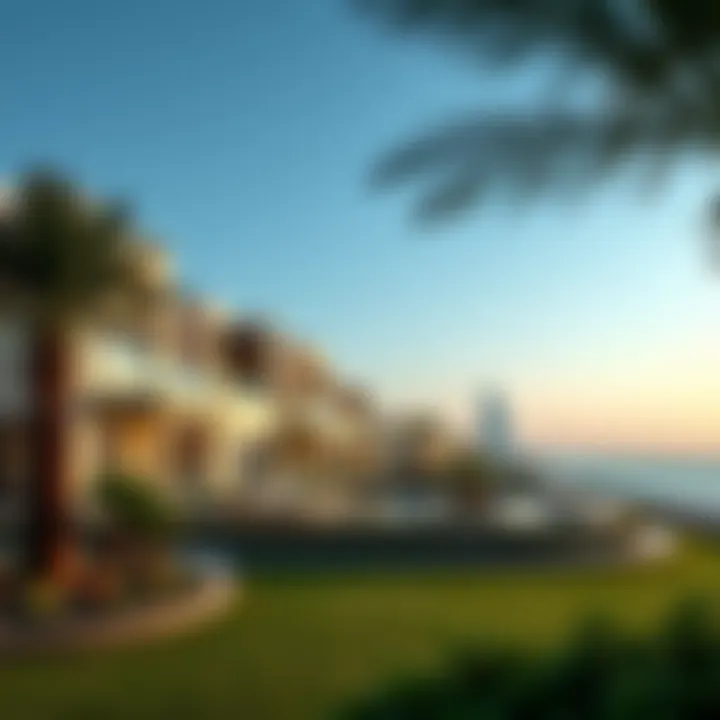 Luxury Villas by Jumeirah Beach A stunning view of Jumeirah beach with luxury villas in the background