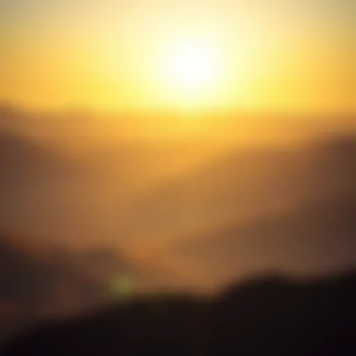 Dubai's Hilly Landscape at Sunset A breathtaking view of Dubai's hilly landscape at sunset, showcasing the interplay of light and shadows.