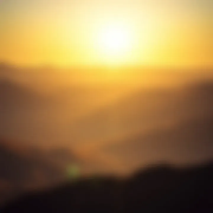 Dubai's Hilly Landscape at Sunset A breathtaking view of Dubai's hilly landscape at sunset, showcasing the interplay of light and shadows.