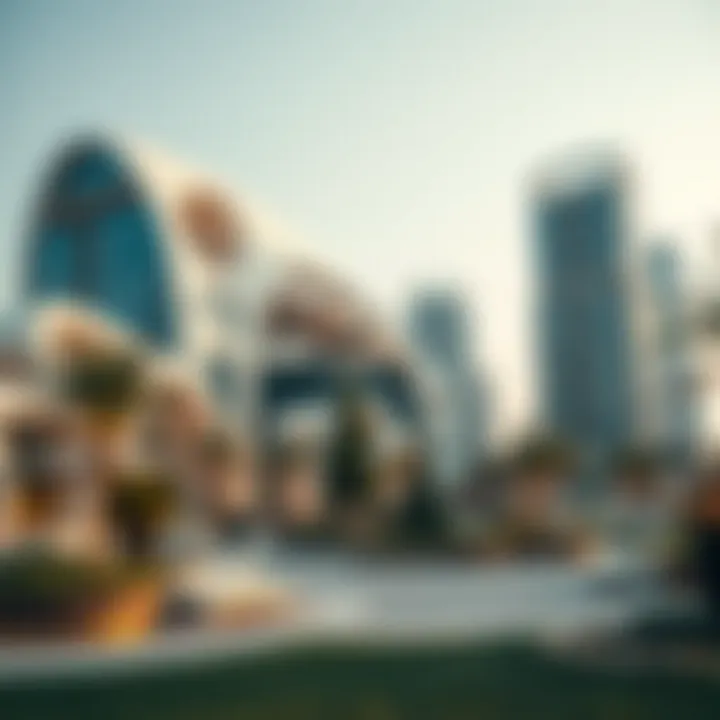 Modern park design with unique architectural features and leisure areas