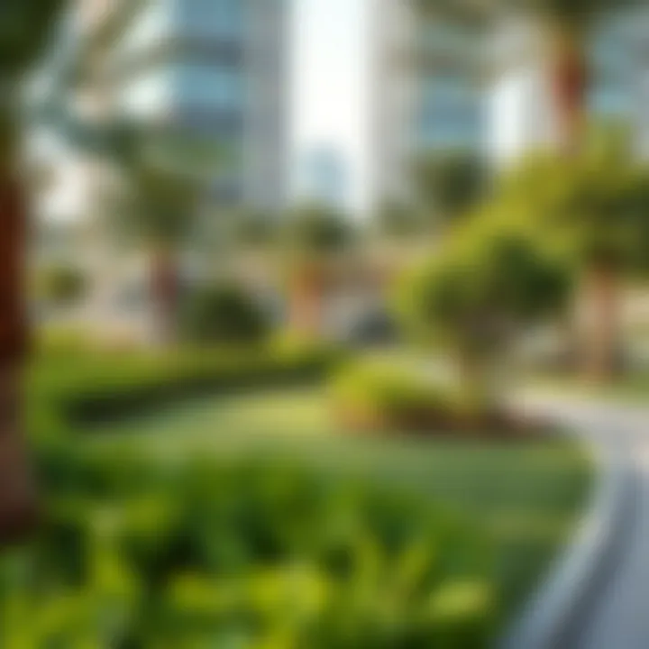Sustainable landscaping practices in a Dubai park, highlighting eco-friendly initiatives
