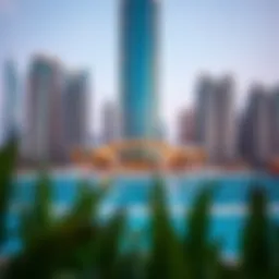 Stunning architectural view of MAG 214 Tower against the Dubai skyline
