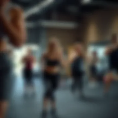 A group fitness class in session, displaying the community aspect of Marina Gym.