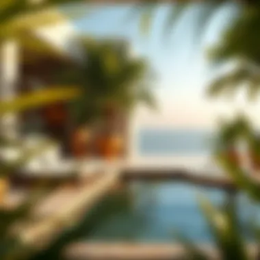 Tranquil outdoor spa setting with natural elements