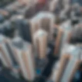Aerial view of Ajman showcasing various flat buildings