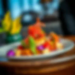 A beautifully presented Thai dish showcasing vibrant colors and intricate garnishing.