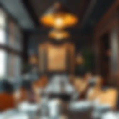 Immerse in Tradition: Thai Restaurant Ambiance An inviting restaurant interior reflecting traditional Thai decor and ambiance.