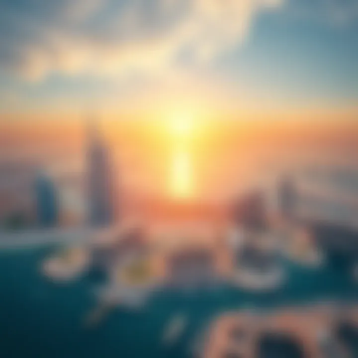 Aerial view of Dubai's waterfront showcasing innovative architectural designs