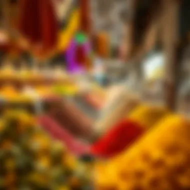 Colorful spices displayed in vibrant arrangements