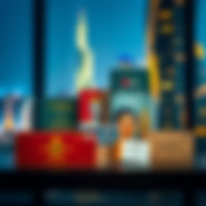 Diverse types of UAE visas displayed symbolically