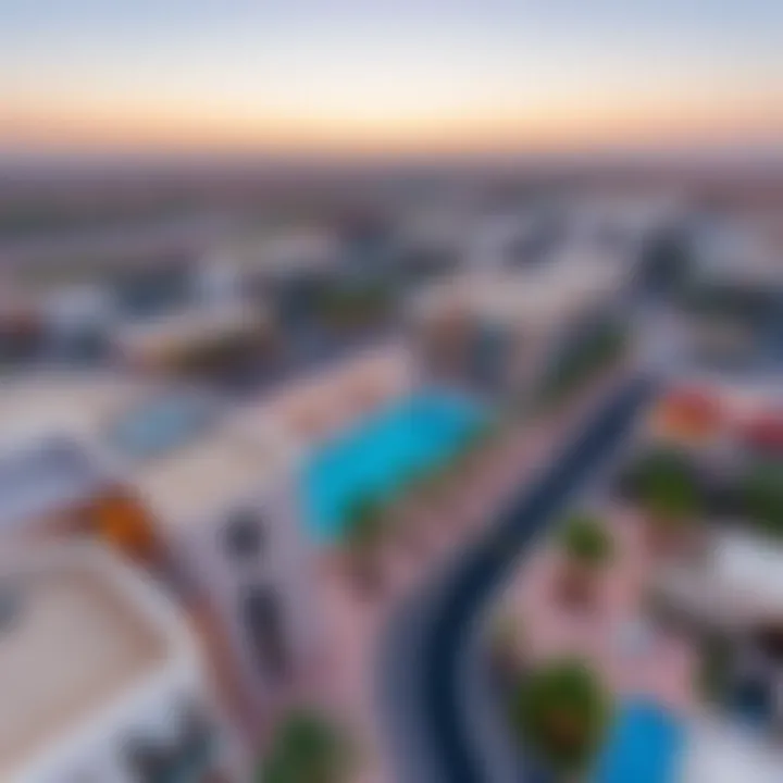 Aerial view of Wasl Village showcasing its modern architecture