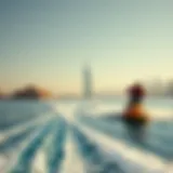 A stunning view of water skiing on the pristine waters of Dubai