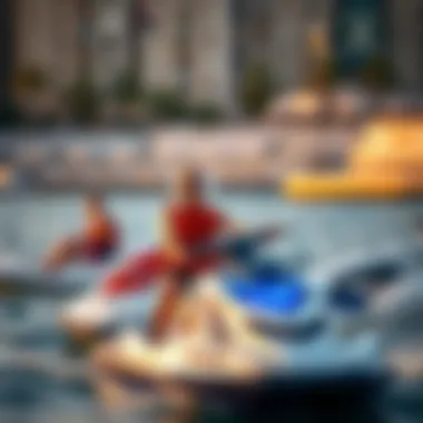 A group of water sports enthusiasts enjoying a day out on the water