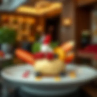 Innovative dessert plated artfully with fresh fruits