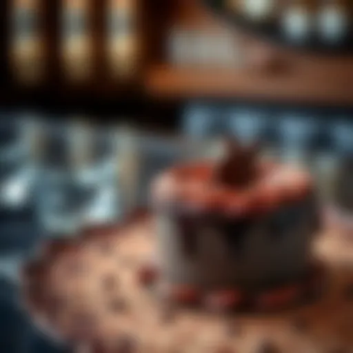 Luxurious chocolate dessert with intricate designs