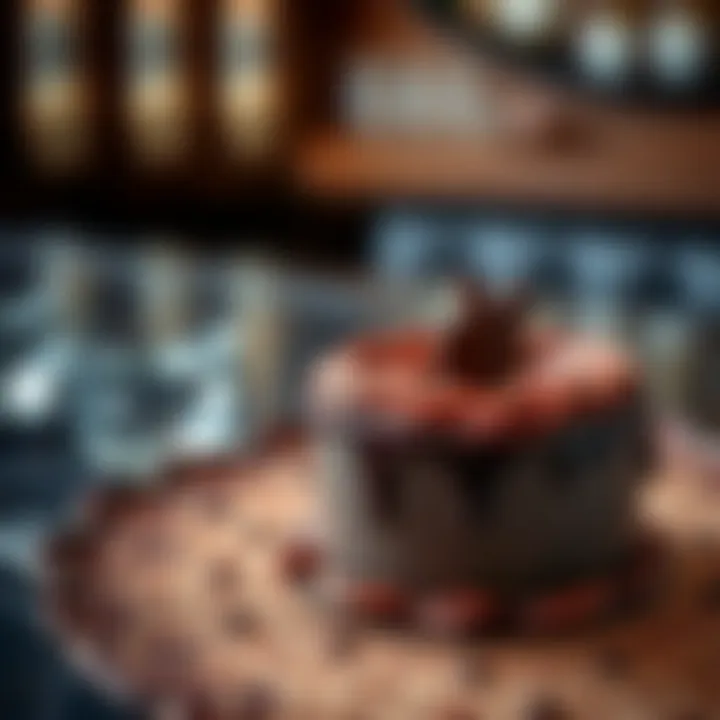 Luxurious chocolate dessert with intricate designs