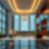 A modern hotel lobby showcasing luxurious design