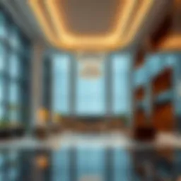 A modern hotel lobby showcasing luxurious design