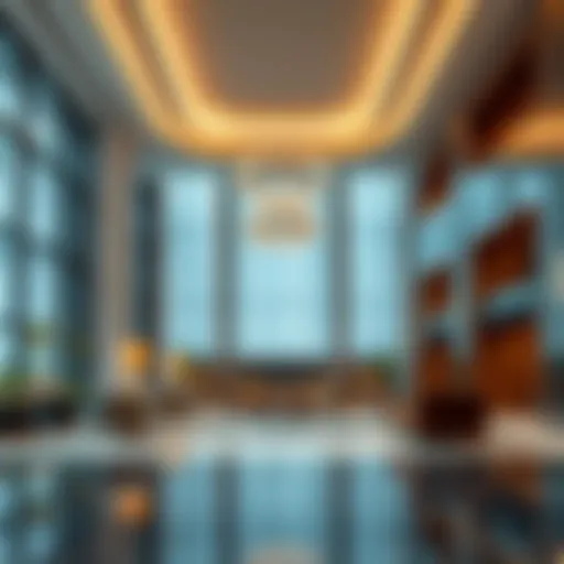 A modern hotel lobby showcasing luxurious design