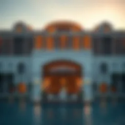 Luxurious exterior view of the Five Palm Jumeirah Hotel at sunset