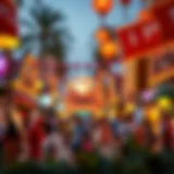 A vibrant scene capturing the essence of cultural festivities at Global Village.