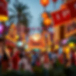 A vibrant scene capturing the essence of cultural festivities at Global Village.