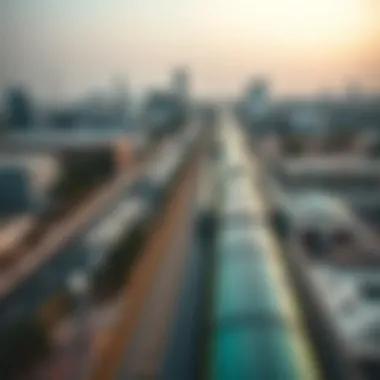 Aerial Perspective of the Green Line Aerial view of the Dubai Metro Green Line