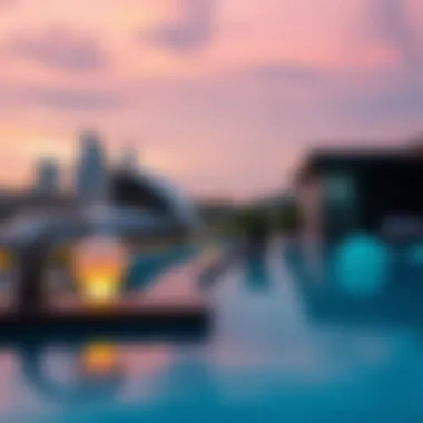 Scenic view of the Museum of the Future from a nearby rooftop pool