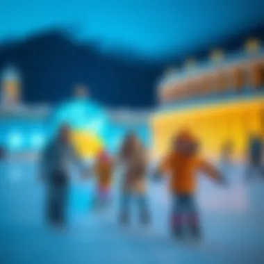 Family enjoying ice skating experience