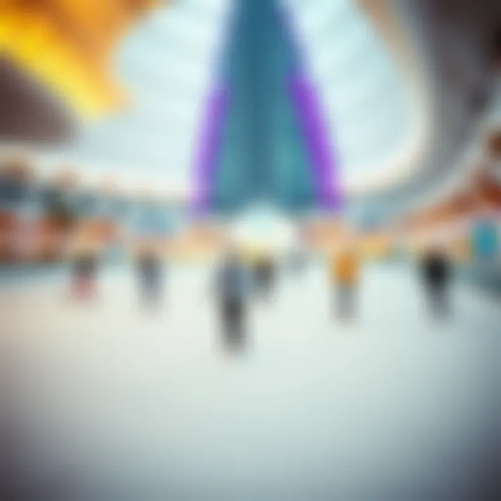 Skaters gliding on ice in a vibrant setting