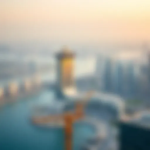 A panoramic view of دوار الساعه amidst Dubai's skyline