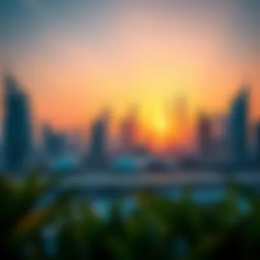 A stunning view of Dubai's skyline during sunset