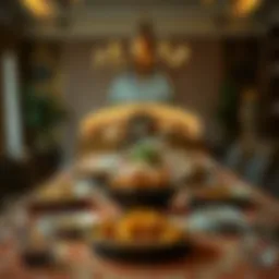 A beautifully set iftar table with traditional dishes