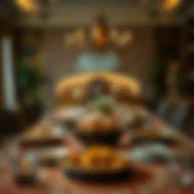 A beautifully set iftar table with traditional dishes