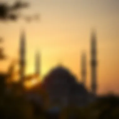 Sunset over a mosque