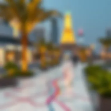 A map illustrating accessibility routes to key clusters in International City