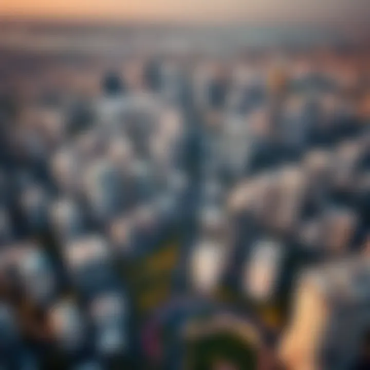 Aerial view showcasing the diverse clusters of International City